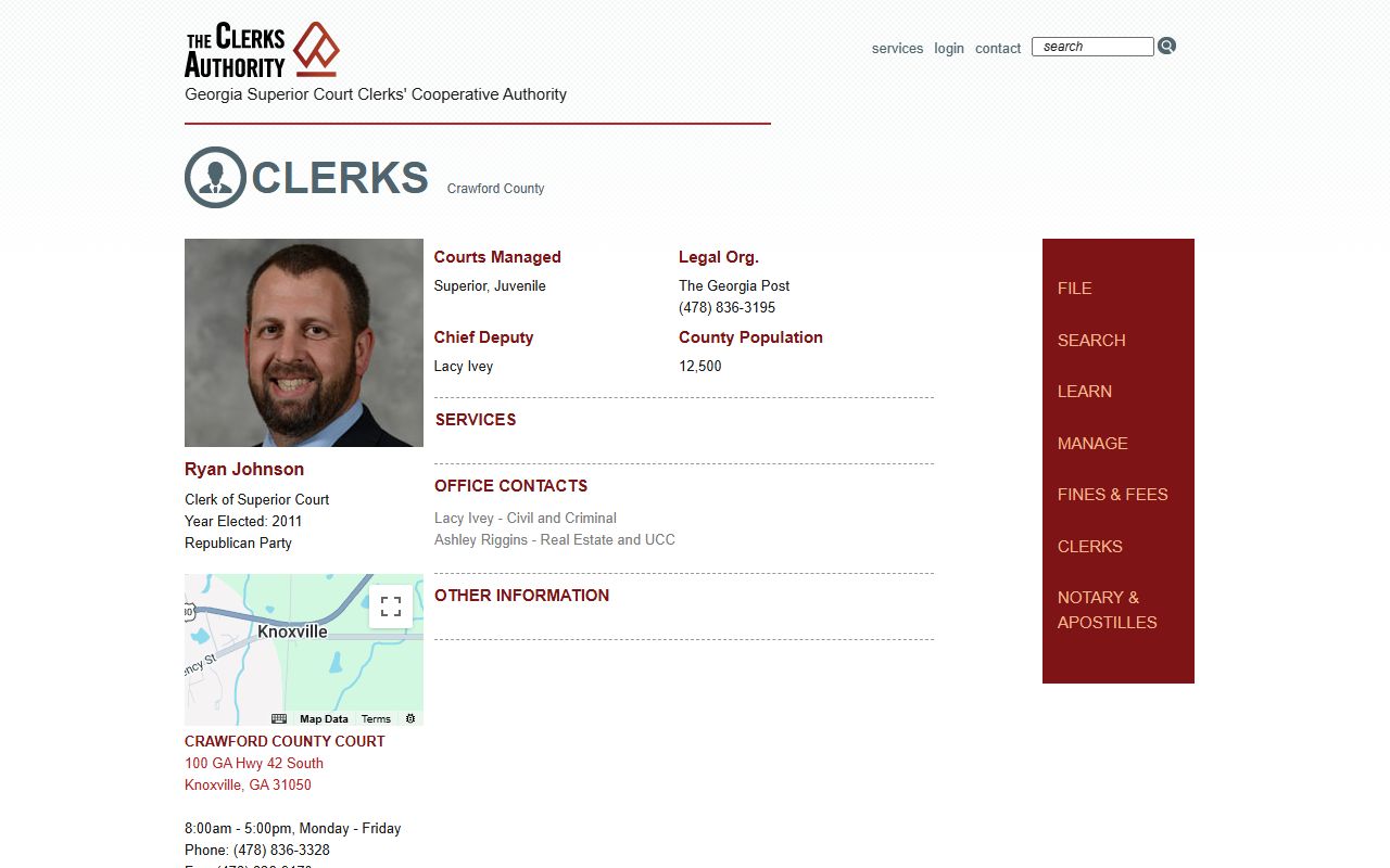 Crawford County Clerk of Superior Court GSCCCA profile