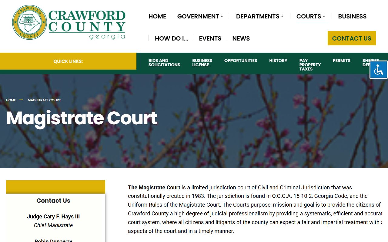 Crawford County court records Magistrate Court page