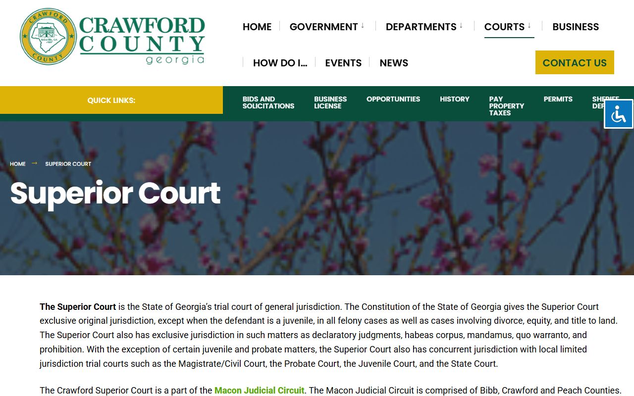 Crawford County court records Superior Court page