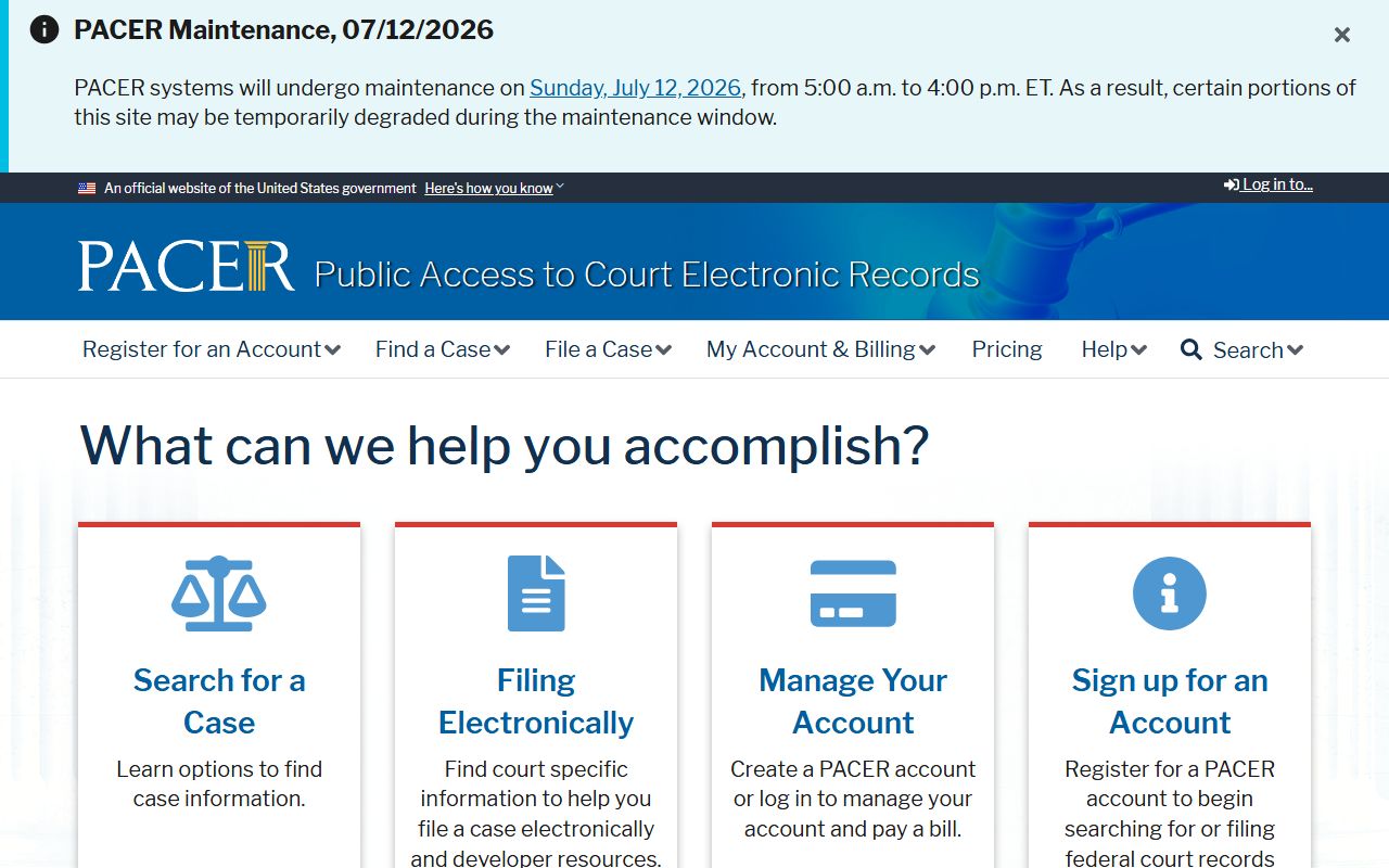 PACER federal records reference for Crawford County Superior Court users