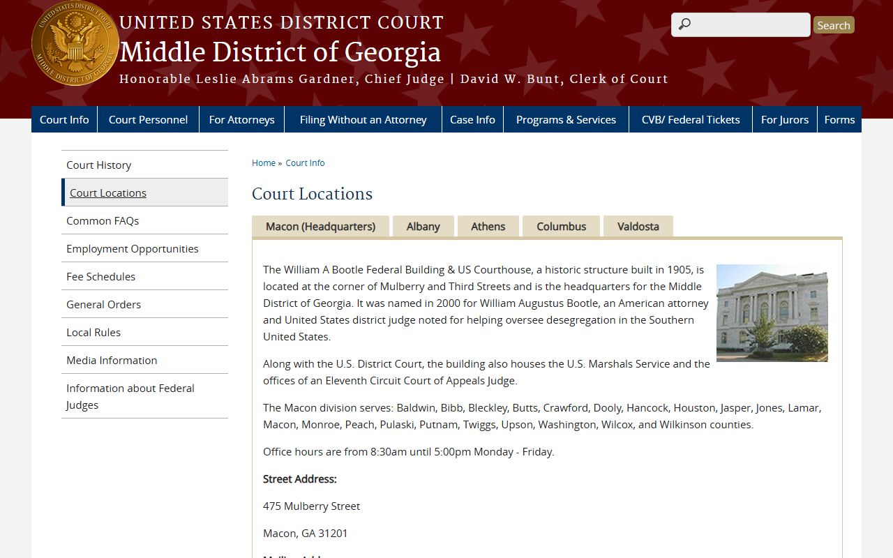 Federal court location for Crawford County Superior Court comparison