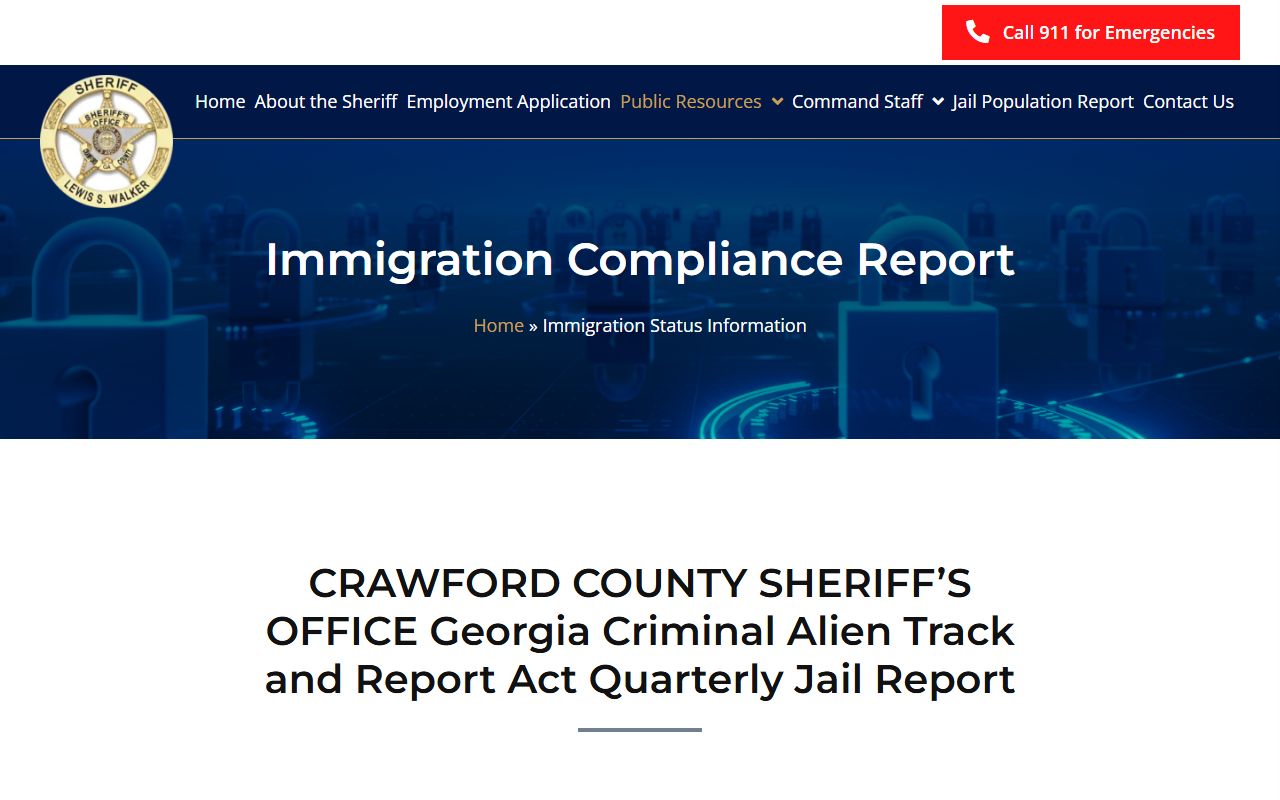 Crawford County inmate records sheriff immigration status report