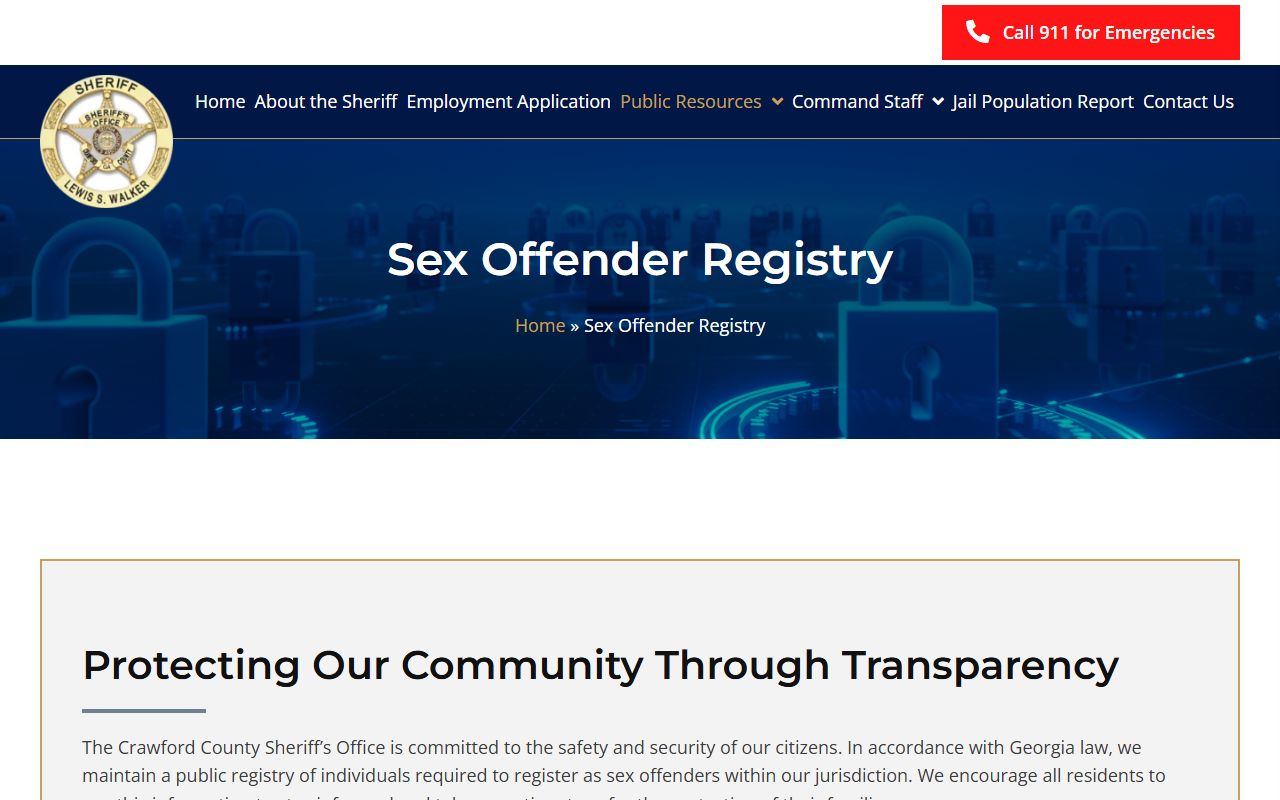 Crawford County warrant records sheriff public safety registry page